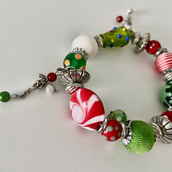 Holiday Cheer Charm Bracelet with Glass Beads - Picture 1 of 6
